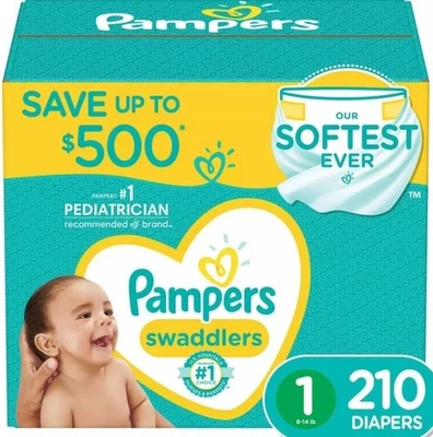 Pañales Pampers Swaddlers talla 1 198 unidades Foto 1 de 4