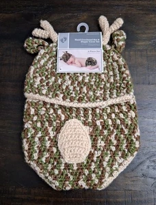 New Hand Crocheted Baby Camo Deer Hat and Diaper Cover Set Photo Prop 0-9 Months - Picture 1 of 4