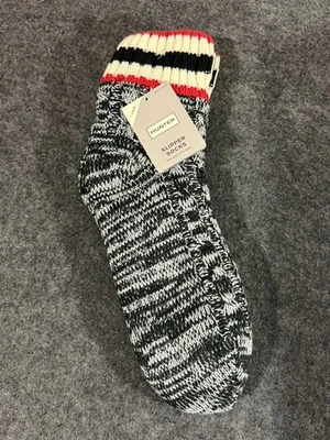 Meias chinelo HUNTER femininas preto branco Marl OSFM malha de cabo quente antiderrapante novas com etiquetas - Imagem 1 de 3