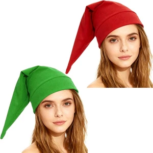 1Pc Adults Christmas Elf Hats Solid Color Christmas Elf Cap Xmas Cosplay Party - Picture 1 of 18