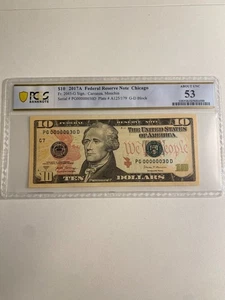 Banconota 10$ 2017 numero di serie 30 sette di un tipo PG000030D - Foto 1 di 2