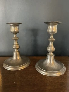 Vintage Pewter Candlesticks By Selangor - Picture 1 of 14