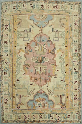 Transitional Oushak Turkish Area Rug 9x12 Hand-Knotted Vegetable Dye Carpet - Image 1 of 4