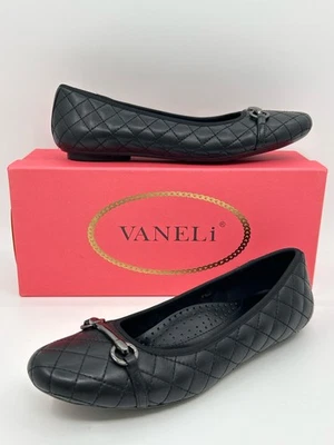 VANELI Size 8.5N Black Women Stacy Quilted Leather Horsebit Chic Flats W/ Box - Image 1 of 4