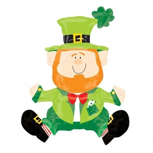 ST PATRICK'S DAY IRISH LEPRECHAUN SITTING AIR FILL 22"x18" FOIL BALLOON! - Picture 1 of 1