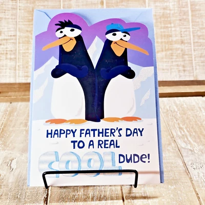 Hallmark Father's Day Greeting Card From Us Penguins Cool Dude Funny Humor - Image 1 of 4