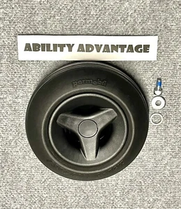 NEW: Permobil 7” M3, MVS.  CASTER WHEEL & SOLID TIRE 180x68, V.2, Hardware, Cap. - Picture 1 of 24