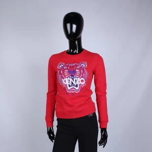 Womens KENZO Paris Tiger Embroidered Red Sweatshirt Pullover Size XS - Picture 1 of 18
