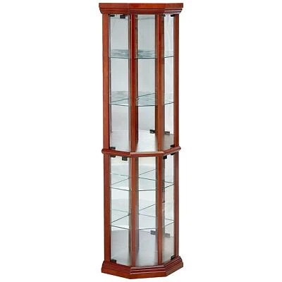 Coaster Glass Corner Curio Cabinet with 6-Shelf Medium Brown - Image 1 of 4