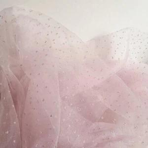 1Y Polka Dot Glimmer Organza Mesh Lace Fabric DIY TuTu Dress Wedding Bridal Veil - Picture 1 of 20