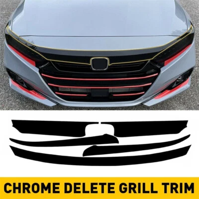 Se adapta a Honda Accord 2021-2022 cromo eliminación negro brillante parrilla delantera cubiertas moldura Foto 1 de 4