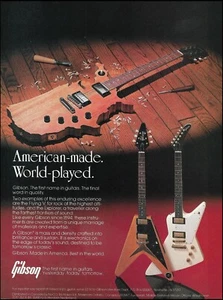 1983 Gibson Flying V und Explorer Gitarre Original Werbung 8x11 Werbedruck - Bild 1 von 3