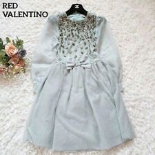 Red Valentino Silk Dot Pattern Floral Sequin Light Blue Dress from Japan