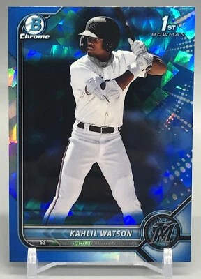 2022 Bowman Chrome Sapphire Edition Khalil Watson #BCP3 1st Bowman Marlins - Image 1 of 2