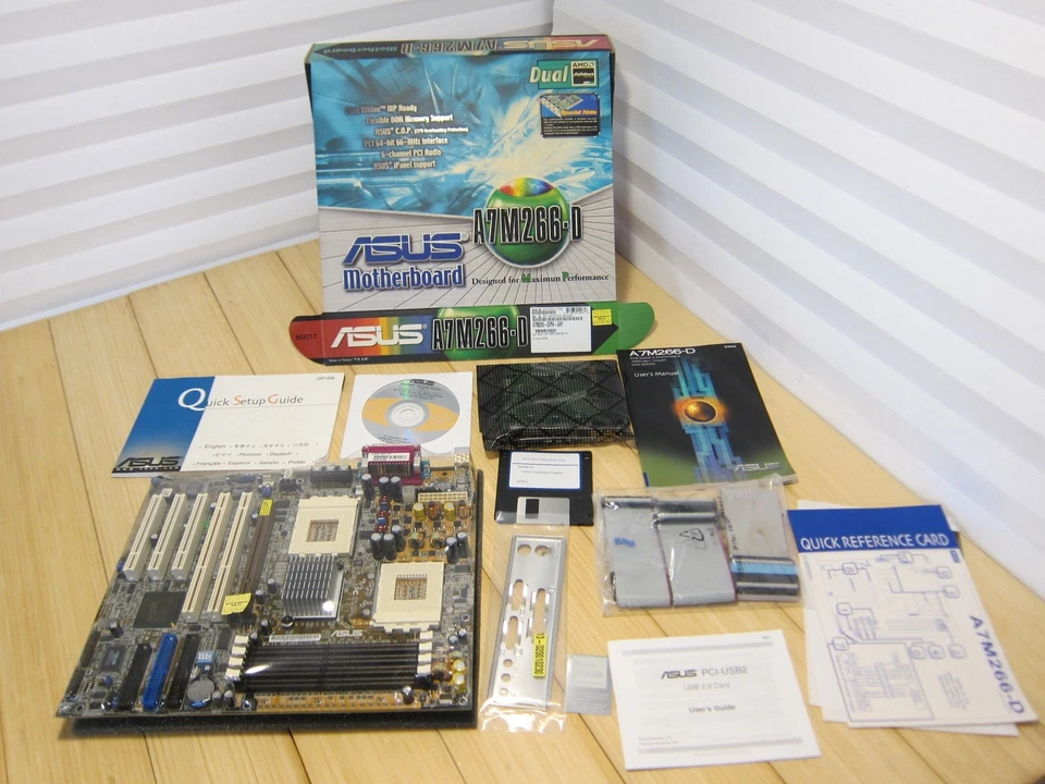 NOS! ASUS Dual MP Socket A (462) A7M266-D 760MPX Chipset Motherboard - Image 1 of 4