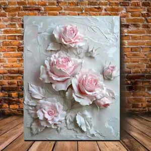 Encantador lienzo de arte de pared rosas rosadas sin marco/enmarcado - Imagen 1 de 7