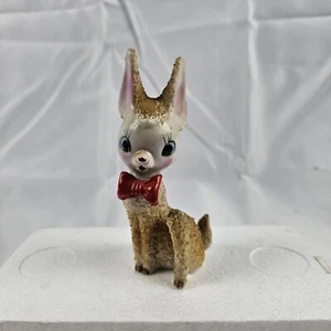 Vintage Arnart gezuckert salzglasiert angeketteter Hirsch Figur roter Buchstabe Japan - Bild 1 von 5
