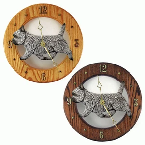 Cairn Terrier Wood Clock Light Grey - Picture 1 of 1