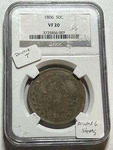 1806 50C Draped Bust Half Dollar NGC VF20 Perfect Original Early Type Coin - Picture 1 of 4