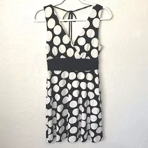 White House Black Market Dress Women's Size XS Black White Circle Print Belt - Picture 1 of 6