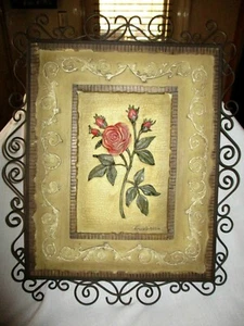 Wall Hanging Art Rose 3D Framed Decor Savin Red Rose Kimberly Poloson Scrolling - Picture 1 of 6