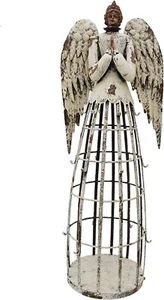 Linfevisi Garden Angel Statue Decor Rustic Metal Angel Sculpture Garden Yard Art - Picture 1 of 7