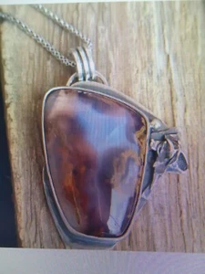 Edelsteinkette - Roter Moosachat Anhänger mit Achat/Jaspis Kette - Bild 1 von 4