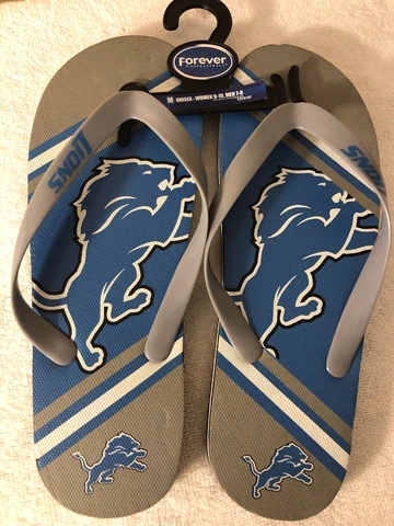Detroit Lions NFL Flip Flops Medium Adult 10.5 Cover