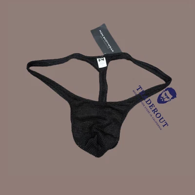 N2N Bodywear Men black micro X mesh see through Thong underwear size M L XL - Image 1 of 4