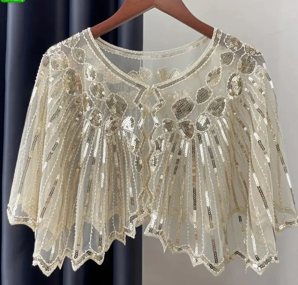 Mantón elegancia aspecto vintage. Malla de polietileno bordada. ¡Nuevo! Foto 1 de 1