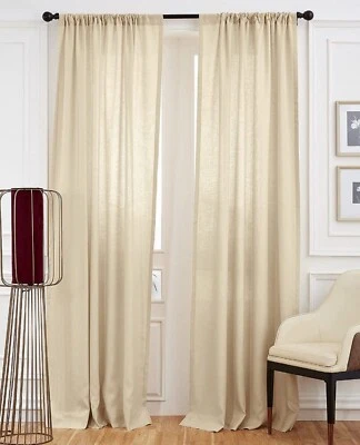 Beige Linen Curtain Two Panel Custom Size Linen Curtain Bohemian Linen Curtain - Image 1 of 4