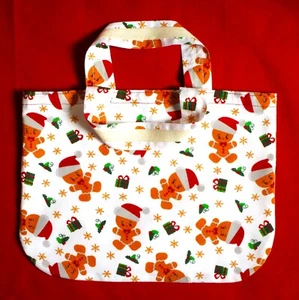 TOTE BAG CHILD CHRISTMAS GINGERBREAD MEN BOOKS SHOES LUNCH FABRIC LINED HANDMADE - Picture 1 of 4
