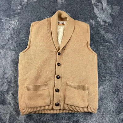 Vtg 80's Lobo By Pendleton Sherpa Lined Cardigan Vest Men's XL Virgin Wool  - Image 1 of 4