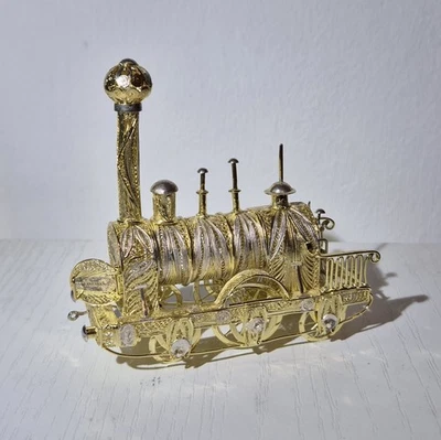 Locomotiva in Filigrana d'Argento 925 Placcato Oro - Immagine 1 di 4