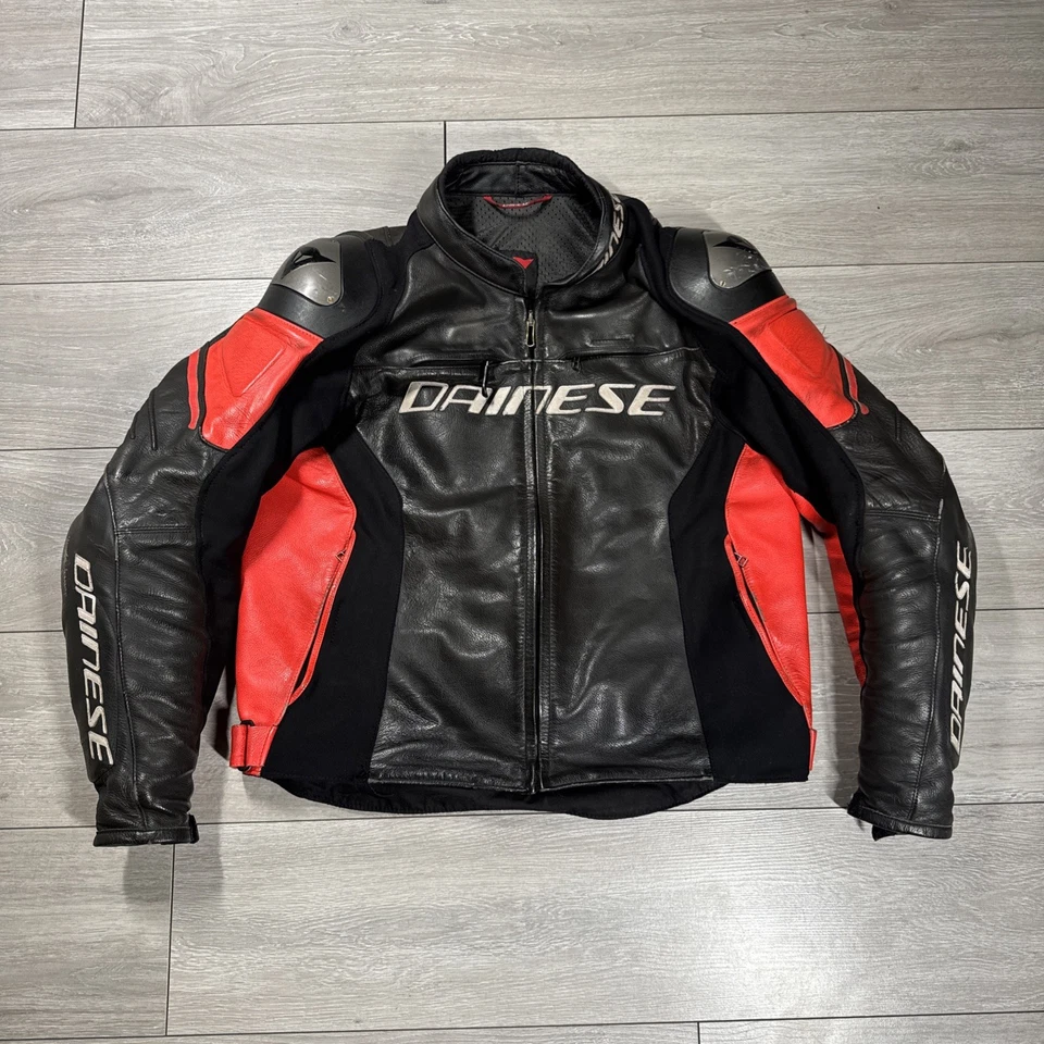 Dainese Racing Men’s Black Leather Motorcycle Jacket Size EU 56 UK 46 XL - Image 1 of 4