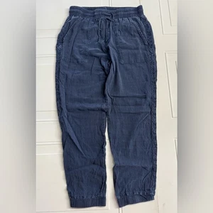 Splendid Women’s Size Small Chambray Linen Blend Blue Joggers Pants - Picture 1 of 7
