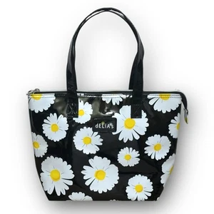 Delia's Insulated Daisy Black Cooler Lunch Beach Bag Retro 90s Style Floral Chic - Picture 1 of 17