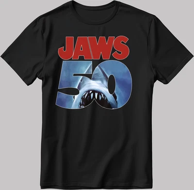 GILDAN Jaws 50th Anniversary Short Sleeve White-Black Men's / Women's T Shirt KA73