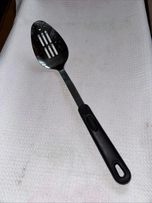 Good Cook 12” Stainless Slotted Kitchen Spoon Cooking Black Plastic Handle - Image 1 of 4