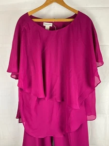 Women's Draper's & Damon's Pantsuit Fuscia in color Size 2X Overlay blouse - Picture 1 of 2
