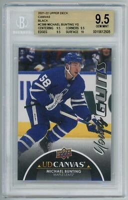 2021-22 UD Extended Series Michael Bunting Young Guns Canvas Black #C388 BGS 9.5 - Image 1 of 2