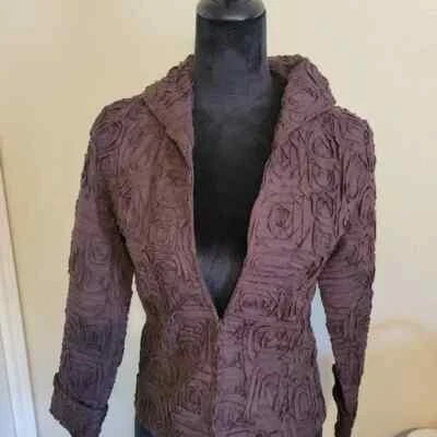 D&Y Evening  Women’s Size Small Jacket Brown Swirl Appliques - Image 1 of 4