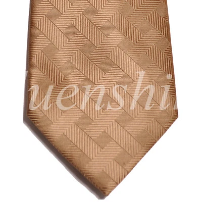 New men's polyester woven neck tie necktie checkers brown wedding party formal - Image 1 of 2