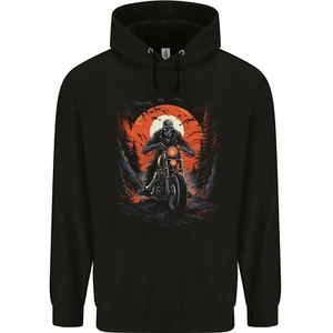 Skull Biker Motorcycle Motorbike Halloween 23 Childrens Kids Hoodie - Picture 1 of 3