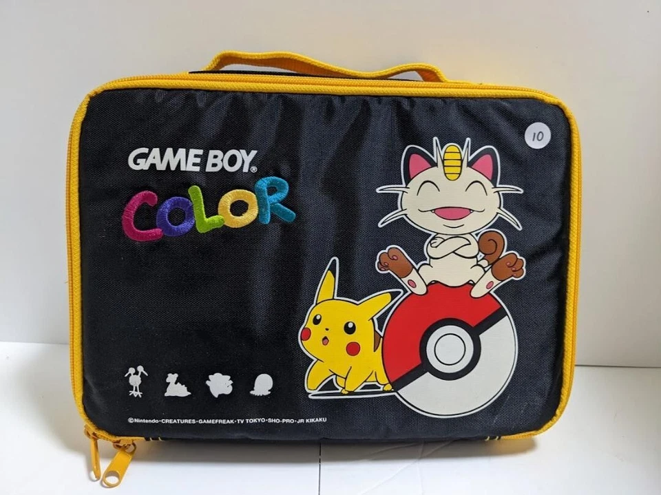 Gameboy Color GBC Pokemon Carrying Case Meowth Pikachu Pouch Bag  Game Boy Black - Image 1 of 4