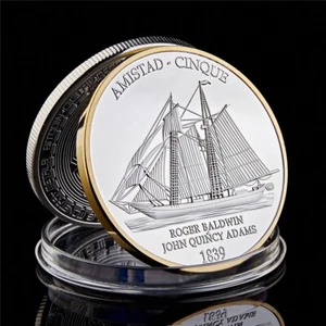 1839 American Civil War Boat Amistad Anniversary Gold & Silver USA Challenge Coin - Bild 1 von 8