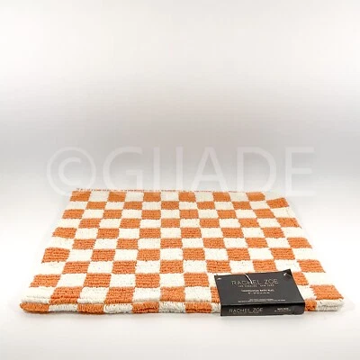 Rachel Zoe 100% Cotton Bath Rug Size 20" x 32”  Orange & White New - Image 1 of 4