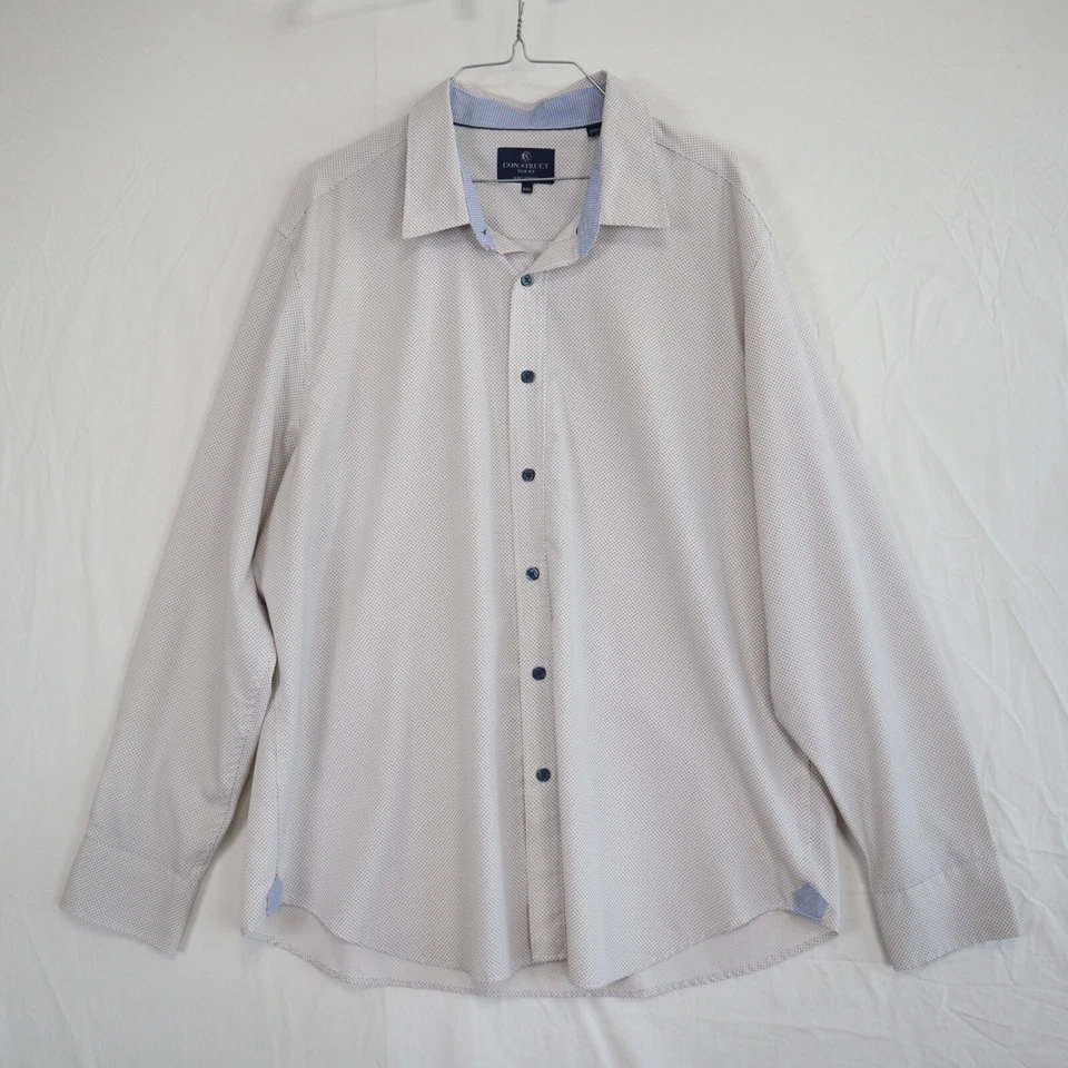 Con.Struct Shirt Mens 2XL Slim Fit 4-Way Stretch Button Up Polka Dot Long Sleeve - Image 1 of 4