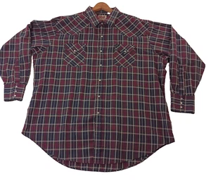 Vintage Ely Cattleman Pearl-Snap Shirt Mens XXL Tartan Plaid Western Cowboy  - Picture 1 of 12