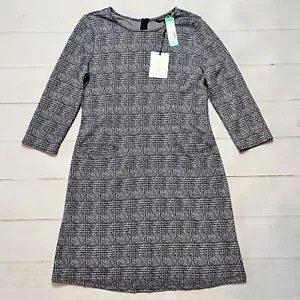 Abito donna in maglia jacquard Aniya blu navy biancospino nuovo con etichette - taglia large - Foto 1 di 11